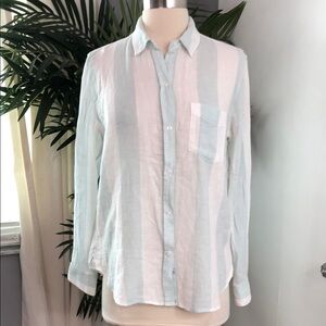Rails  Blue and White Striped Shirt small